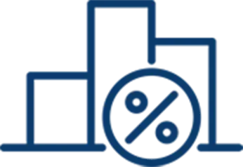 Icon with pillars and a percentage sign