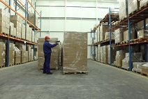 worker reviewing inventory