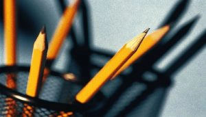 pencils in container for office supplies