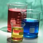 beakers and chemicals