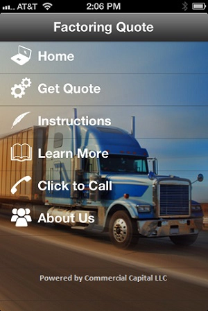 freight factoring mobile app main screen