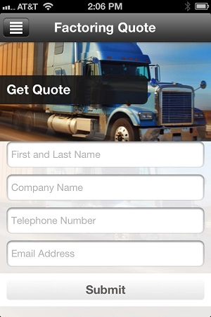 freight factoring mobile app quote screen