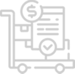 An icon of a dolly with boxes and an invoice